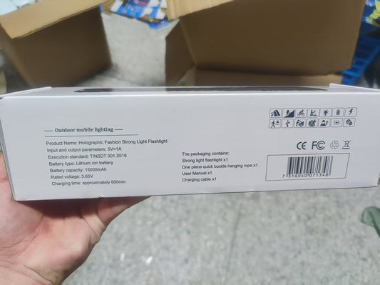 Kraftfull Ficklampa 1500W – Uppladdningsbar & Vattentät IP65